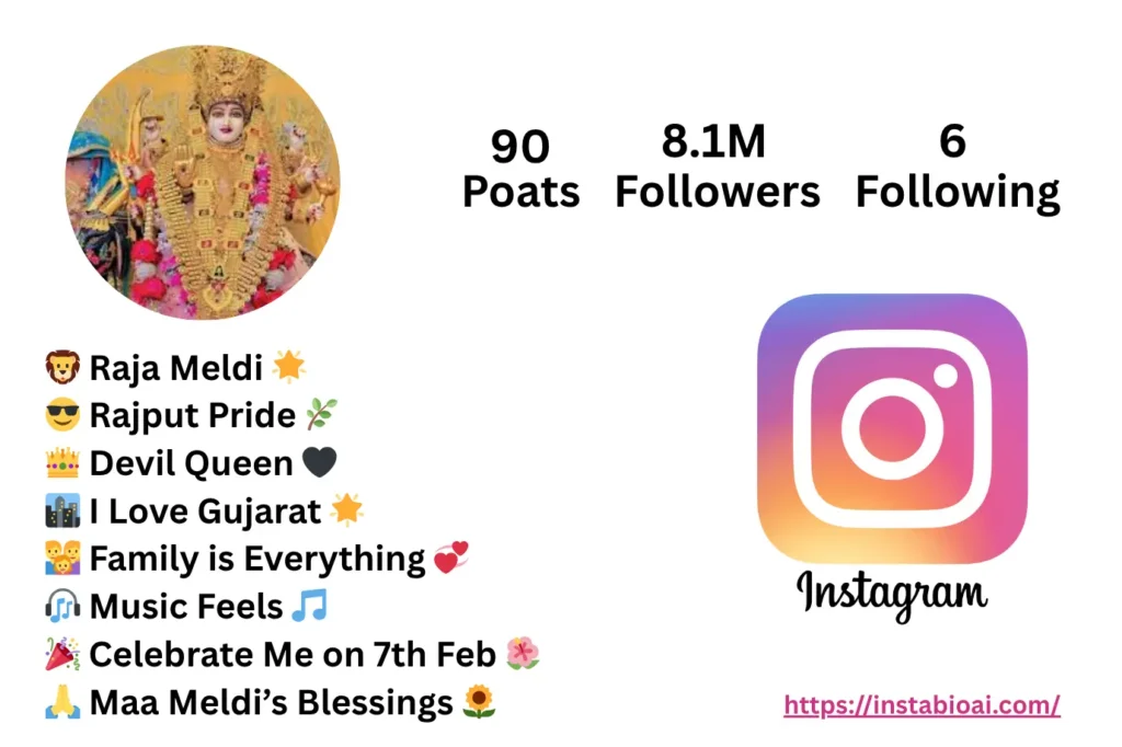 Instagram Bio Raja Meldi Maa